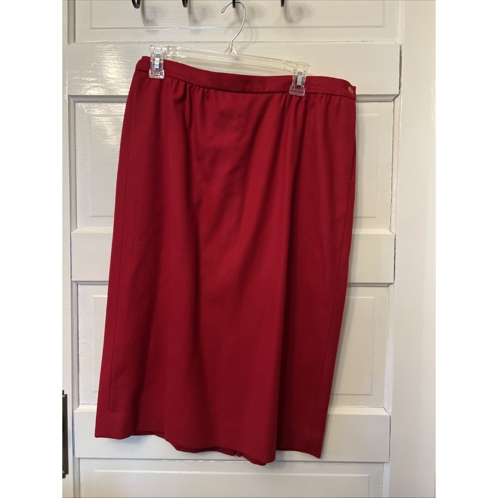 Pendleton Plus Red 100% Virgin Wool Pencil Skirt Made in USA Womens 14W